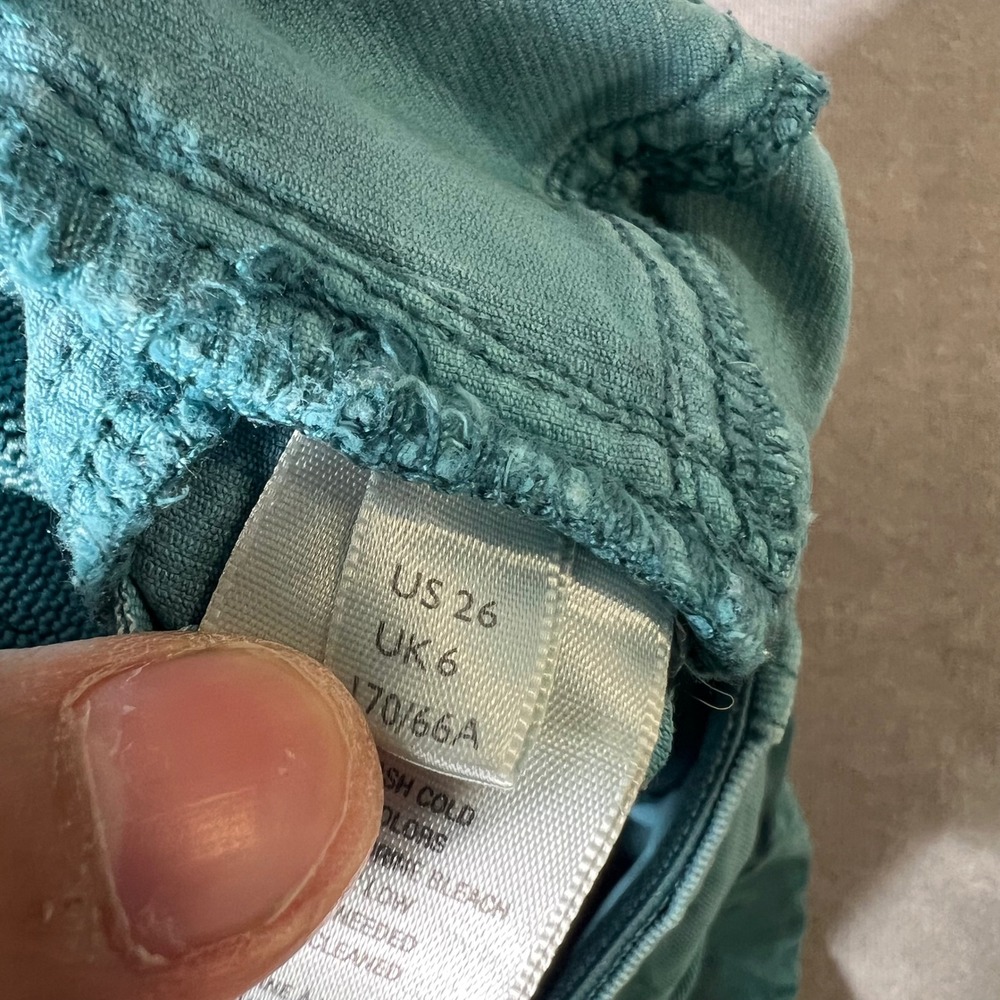 We The Free Free People Teal Corduroy Flare Pants Pull On Bell Bottom Size 26 - Picture 7 of 12